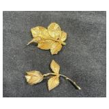 Leaf & Rose Brooches