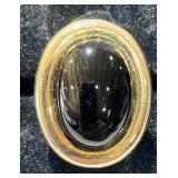 Heavy Sterling Black Onyx Ring,