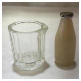 Vintage Milk Bottle & Glass Set