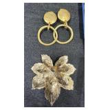 Brooch & White Stag Earrings