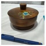 Hand-Painted Wooden Lidded Bowl