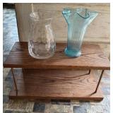 Wood Display Stand & Vases
