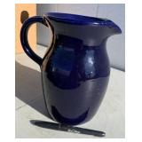 Signed Cobalt Blue Pitcher