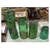 Green Glass Canister Jars,