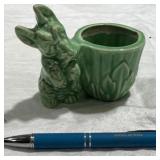 Green Ceramic Dog Planter