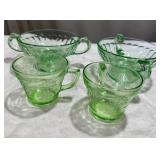 Green Depression Glass Set