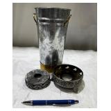 Pewter Rose Candle Holder & Bucket