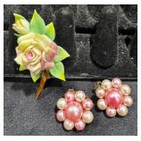 Rose Brooch & Earrings