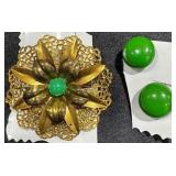 Flower Brooch & Earrings