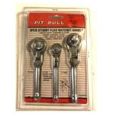 NIB 3pc Stubby Flex Head Ratchet
