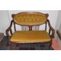 Antique Claw Foot Settee With Carved Spindle Back