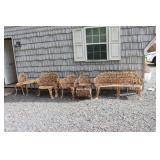 Iron outdoor set including bench, love seat, 3