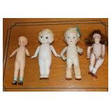 4 Bisque jointed dolls 2 marked Japan, 1 Occupied