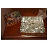 Christmas tin containing glass prisms