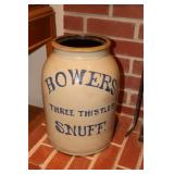 Bowers Three Thistles Snuff stoneware crock