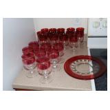 Kings Crown Thumbprint goblets and platter