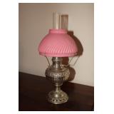 The Tiny Juno nickel finish oil lamp with pink