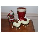 Paper mache Santa Claus boot, 2 celluloid