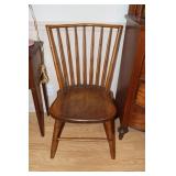 Antique plank bottom spindle back chair and 2