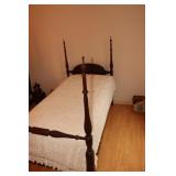 Mahogany twin poster bed with mattress and