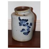Cobalt blue/gray stoneware pottery crock