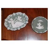 2 Green Jasperware wall plaques