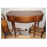 Mahogany serpentine front console table with