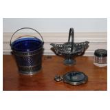 Lot - Sterling miniature handled basket, small