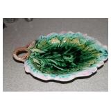 Etruscan Majolica leaf shaped platter