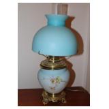 Floral decorated hurricane lamp