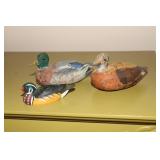 2 Minature Folky mallard duck carvings and a