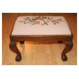 Foot stool with needlepoint cushion