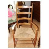 Shaker style ladderback rocking chair with woven