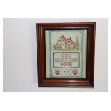 3 Pictures - God Bless Our Home needlepoint,