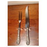 Stieff Co Repousse Sterling handled carving set