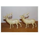 2 Celluloid mica glitter Japan reindeer figurines