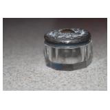 Small glass dresser jar with Sterling lid