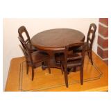 Doll size mohogany round dining table with 4