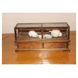 Doll size general store display case with doll