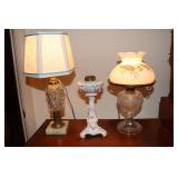 3 Lamps - star decorated glass whale oil