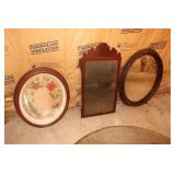 Round shadow box frame and 2 wall mirrors