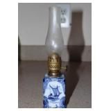 Antique Delft style mini oil lamp