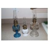 3 Mini oil lamps - blue fish scale (chip), floral