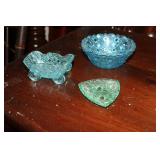 3 Pieces of Daisy and Button glass - blue