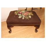Needlepoint floral decorated stool