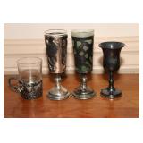 4 Cordials - 2 marked Taxco Sterling silver, 1