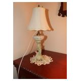 Porcelain cherub lamp with flowers Meissen