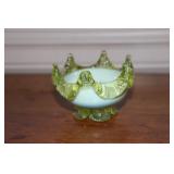 Small Vaseline and opalescent uranium glass crown