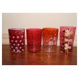 4 Cranberry tumblers