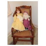 Doll marked Germany, Santa doll and a rocking